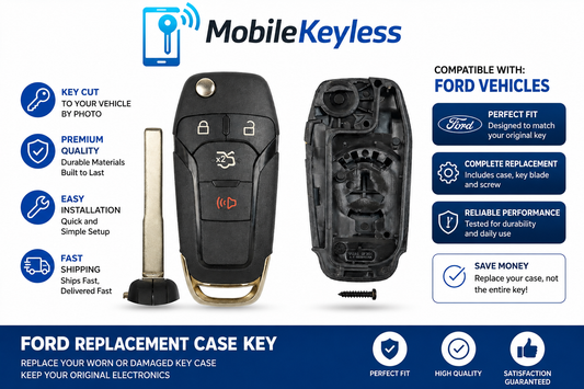 Ford 4 Button Flip Key Replacement Case key cut to your car with key by photo