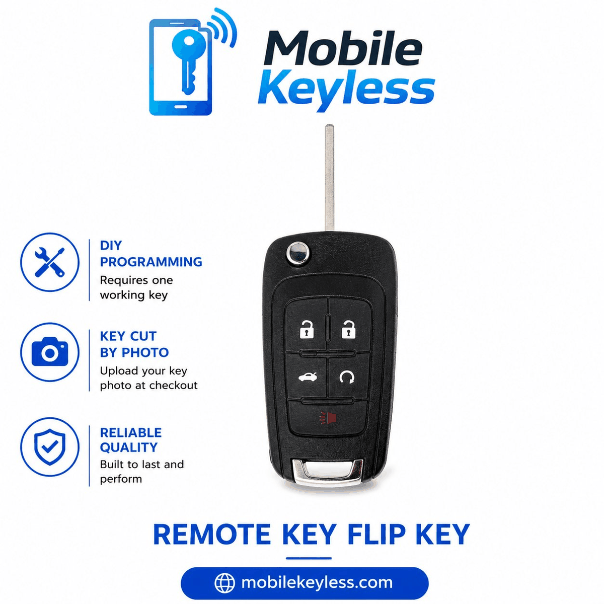 GM 5-button remote start flip key OHT01060512, cut by photo, DIY programming with one working key