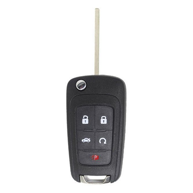 GM 5-button remote start flip key OHT01060512, front view with blade open
